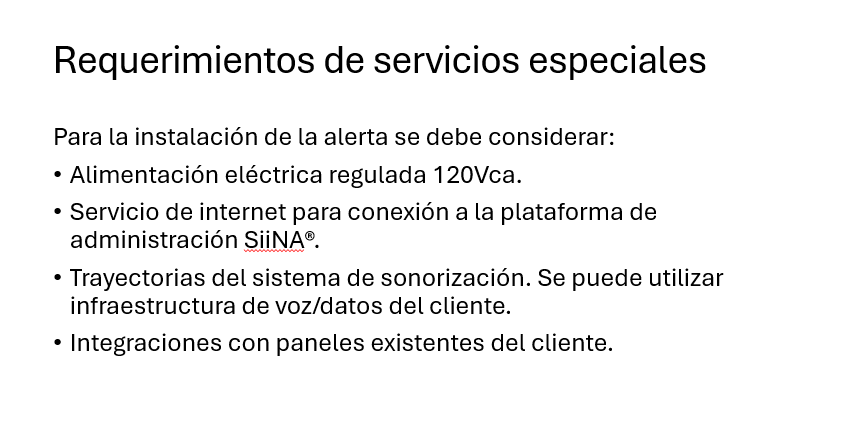 REQUERIMIENTOS DE SERVICIO ESPECIALES