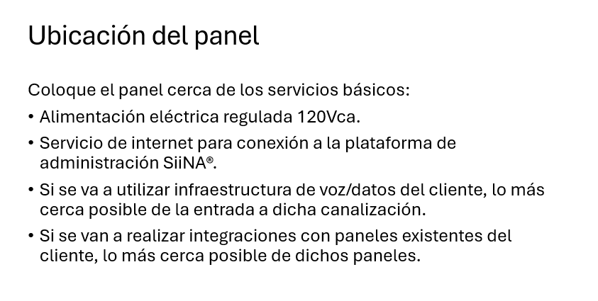 UBICACION DEL PANEL